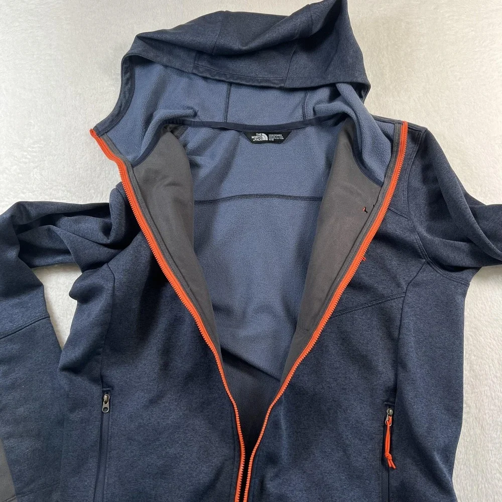 The North Face Jacket Mens Medium Blue Hooded Full Zip Softshell Lined Hiking